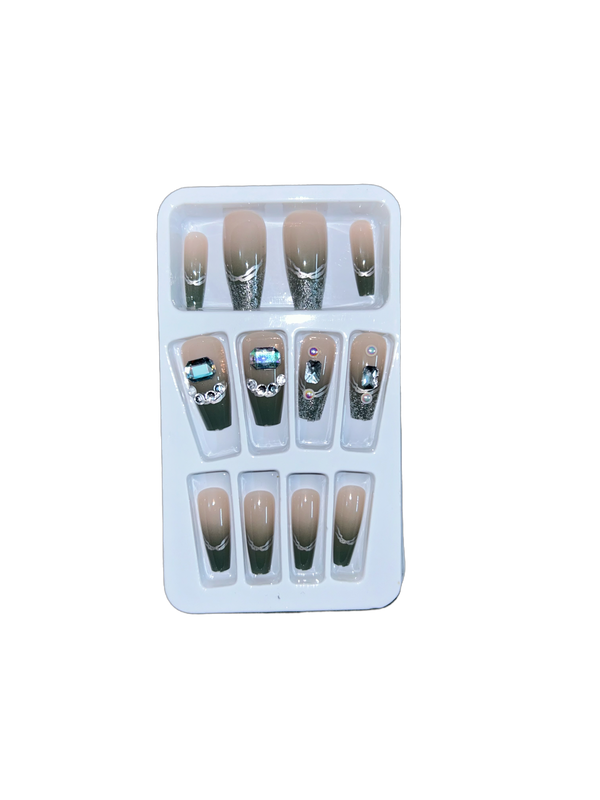 STONE-ART AESTHETIC 1 SET PRESS-ON NAILS WITH STICKERS